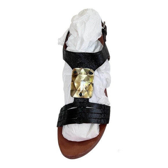 Naya Arnelli Black Leather T-Strap Heel Sandal Size 10 - Picture 2 of 15